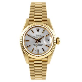 Pre Owned Rolex Womens President Yellow Gold Fluted Bezel Automatic