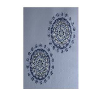 Sea Flower Geometric Print Blue 5 feet x 7 feet Outdoor Decorative Rug