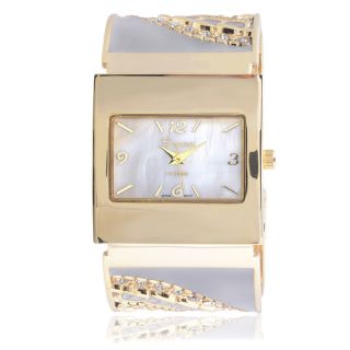 Geneva Platinum Rhinestone Multicolored Cuff Watch   16558544