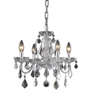 Somette Crystal Four Light Chrome Chandelier with Hardwired Switch