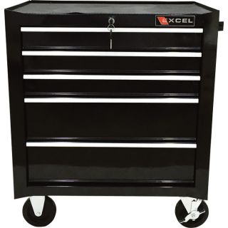 Excel 5-Drawer Rolling Metal Tool Chest — 26in.W, 475-Lb. Capacity, Model# TB2230BBS-C-BLACK  Tool Chests