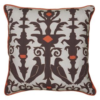 Rizzy Home Applique and Embroidered Locking Key Decorative Throw Pillow in Gray   Decorative Pillows