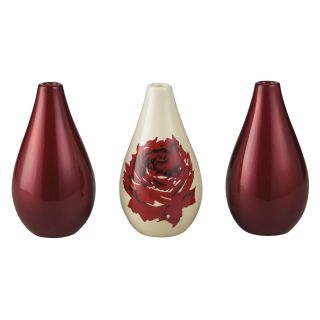 Sterling 6H in. Howe Red Rose Small Vases   Set of 3