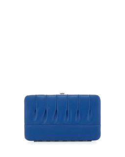Eric Javits Pleated Leather Frame Wallet, Blue