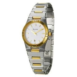Bulova Womens Two tone Stainless Steel White Dial Watch   12736797