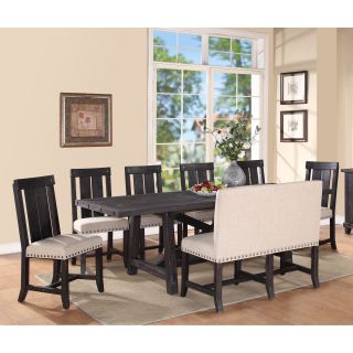 Modus Yosemite 8 Piece Rectangular Dining Table Set with Wood Chairs and Settee   Kitchen & Dining Table Sets