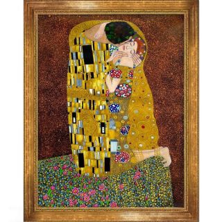 Gustav Klimt The Kiss (Full View) Hand painted Framed Canvas Art