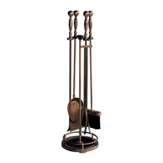 Uniflame Satin Copper Fireset with Ball Handles   5 Piece   Fireplace Tools
