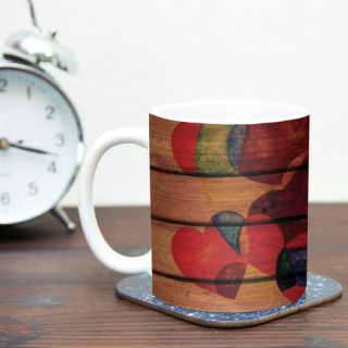 KESS InHouse Wooden Heart by Louise Machado 11 oz. Ceramic Coffee Mug