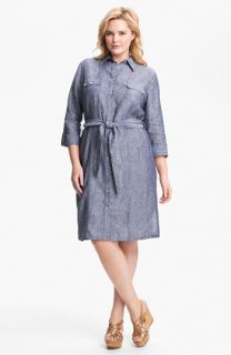 Foxcroft Chambray Linen Shirtdress (Plus Size) (Online Only)