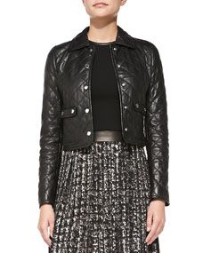 Michael Kors  Quilted Leather Cropped Jacket