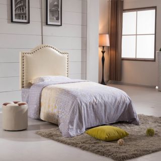 Creamy White Twin size Faux Leather Headboard with with Nail Head Trim