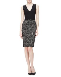 Narciso Rodriguez Sleeveless V Neck Tweed Skirt Sheath Dress