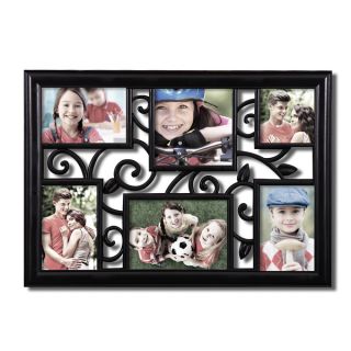 Adeco 7 opening Black Wooden Wall Hanging Collage Photo Picture Frame