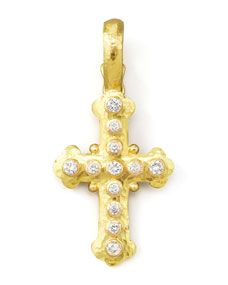 Elizabeth Locke 19k Gold Diamond Byzantine Cross Pendant