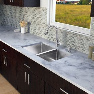 Vigo VG15232 Double Basin Undermount Kitchen Sink and Faucet Set   Kitchen Sinks