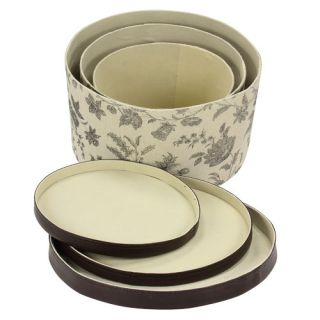 Household Essentials 3 Piece Hat Box Set with Faux Leather Lids