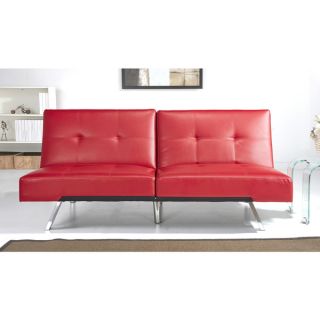 ABBYSON LIVING Aspen Red Leather Foldable Futon Sleeper Sofa Bed