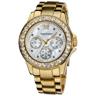 Vernier Ladies Dazzling Boyfriend Mother of Pearl Dial Faux Chrono