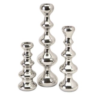 Chesire Aluminum Taper Candlestick Holders   Set of 3   Candle Holders & Candles