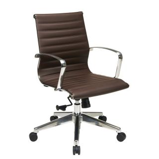 Mid Back Chocolate Eco Leather Chair with Arms