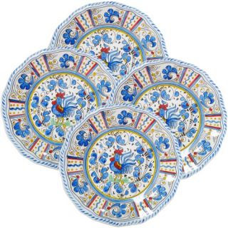 Le Cadeaux 11 in. Rooster Blue Dinner Plate   Set of 4