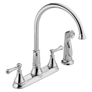 Delta Cassidy Double Handle Kitchen Faucet with Spray   Kitchen Faucets