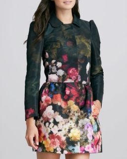 RED Valentino Floral Print Snap Front Coat