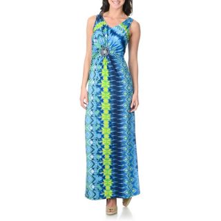 Lennie for Nina Leonard Womens Blue Abstract Aztec Maxi Dress