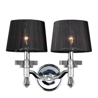 Contemporary 2 Light Chrome Finish Crystal Wall Sconce with Black