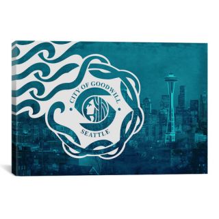 Seattle Flag, City Skyline Graphic Art on Canvas