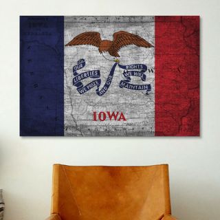 Iowa Flag, Map with Grunge Graphic Art on Canvas by iCanvas