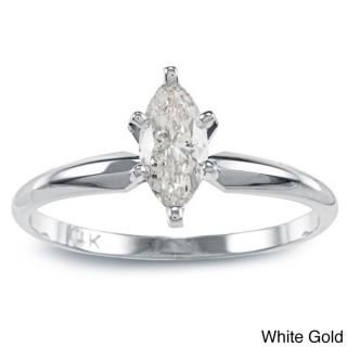 Auriya 14k Gold 1/2ct TDW Marquise Diamond Solitaire Engagement Ring