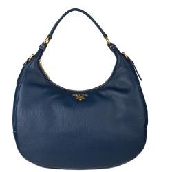 Prada Navy Blue Leather Hobo Handbag  ™ Shopping   Big