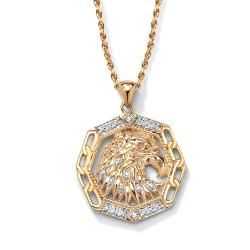 PalmBeach 18k Gold over Silver Mens Diamond Accent Eagle Pendant