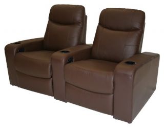 Baxton Studio Angus Leather Home Theater Recliner   Set of 2   Black   Home Theater Seating