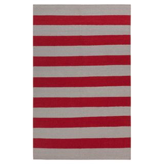 Frontier Carmine/Gray Striped Area Rug