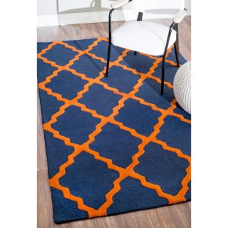 nuLOOM Handmade Modern Wool Blue/Orange Trellis Rug (5 x 8