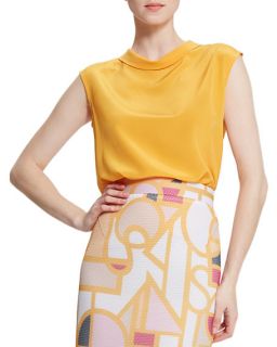 Raoul Eleanor Fold Collar Silk Blouse & Puzzle Print Mesh Pencil Skirt
