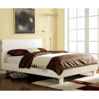 Furniture of America Britney Modern White Leatherette Platform Bed