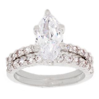 NEXTE Jewelry Silvertone Marquise Cubic Zirconia Bridal style Ring Set