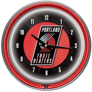 Portland Trail Blazers NBA Chrome Double Neon Ring Clock