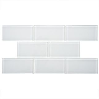 SomerTile 3x6 in Reflections Subway Ice White Glass Tile (Case of 80