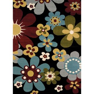 Rubber Back Black Charcoal Paisley Floral Non Skid Runner Rug 22 x 6