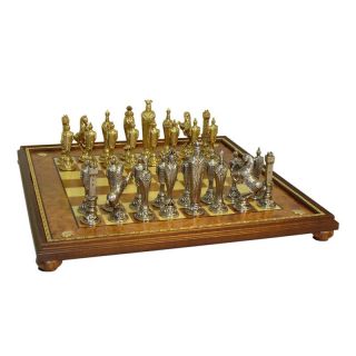 Ital Fama Renaissance Men On Gold Trim Chess Board   Chess Sets