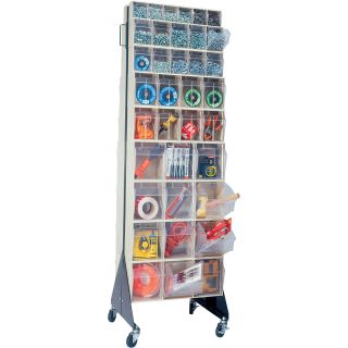 Quantum Storage Double Sided Floor Stand Unit — 16in. x 23 5/8in. x 70in. Size, Gray  Double Sided Bin Units