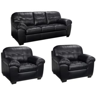 Emma Black Italian Leather Sofa and Two Chairs   Shopping