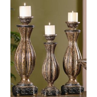 Avignon Candleholders   Italian Bronze   Set of 3   Candle Holders & Candles