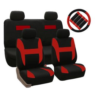 FH Group Red and Black Combo Pack Pique Fabric Auto Seat Covers (Full