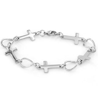 ELYA Stainless Steel Sideways Cross Link Bracelet   Shopping